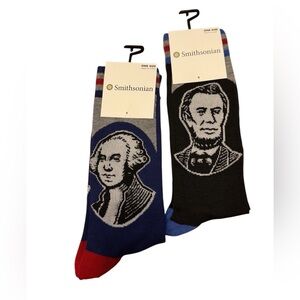 Gift Bundle 2 Smithsonian Pairs of Presidential Socks Lincoln and Washington NWT